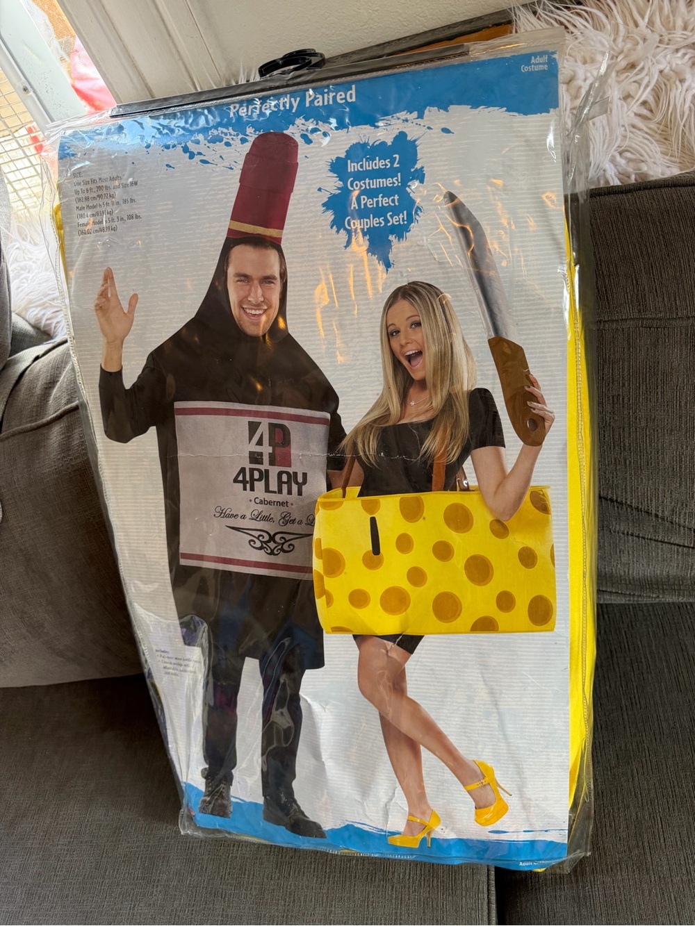 Spirit 4Play Wine Bottle & Yellow Cheese Couples Costume Set